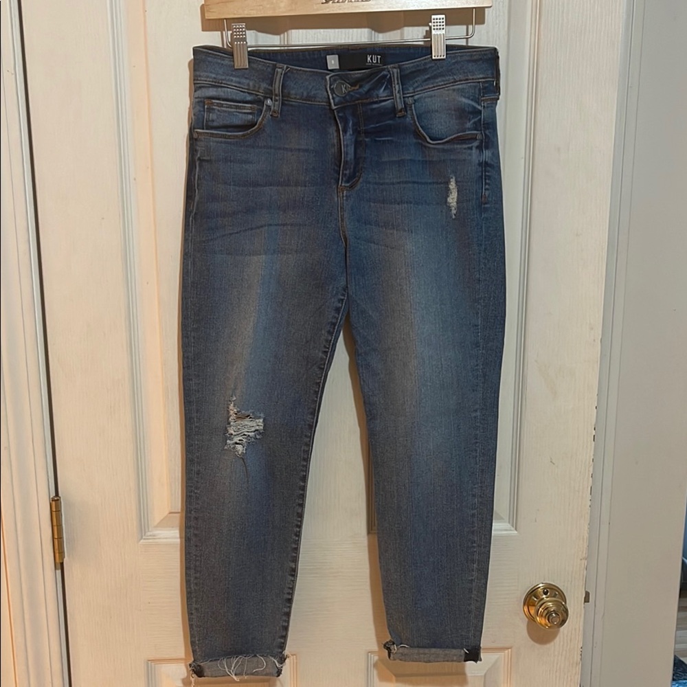 Kut from the Kloth Kurvy Diana Crop Skinny Cropped Ankle Jeans Like New Size 8